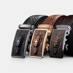 Ceinture Cuir Aspect Crocodile Boucle Automatique Homme | Kelvaz
