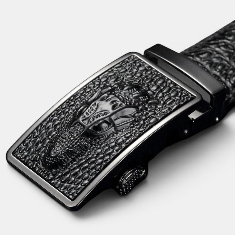 Ceinture Cuir Aspect Crocodile Boucle Automatique Homme | Kelvaz
