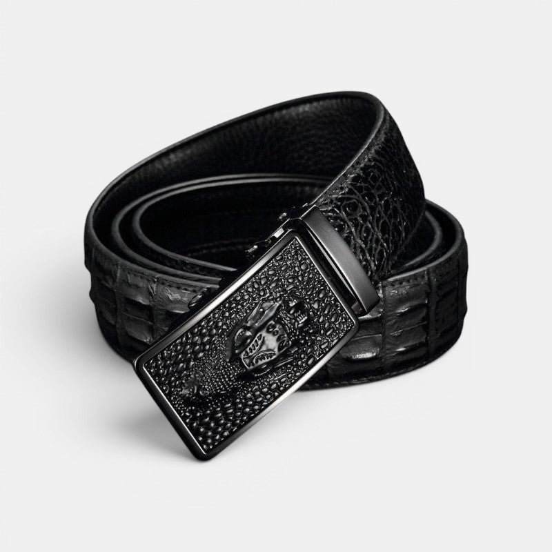 Ceinture Cuir Aspect Crocodile Boucle Automatique Homme | Kelvaz
