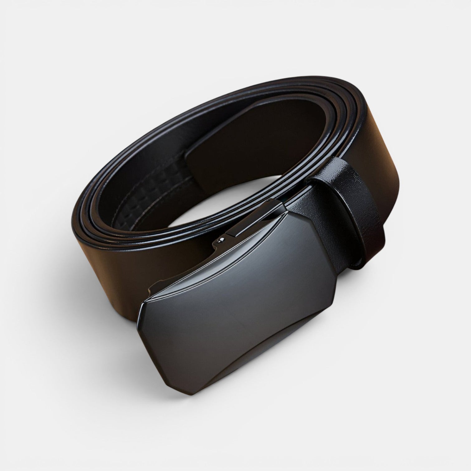 Ceinture Cuir Pleine Fleur Homme Boucle Automatique Noire | Vantor