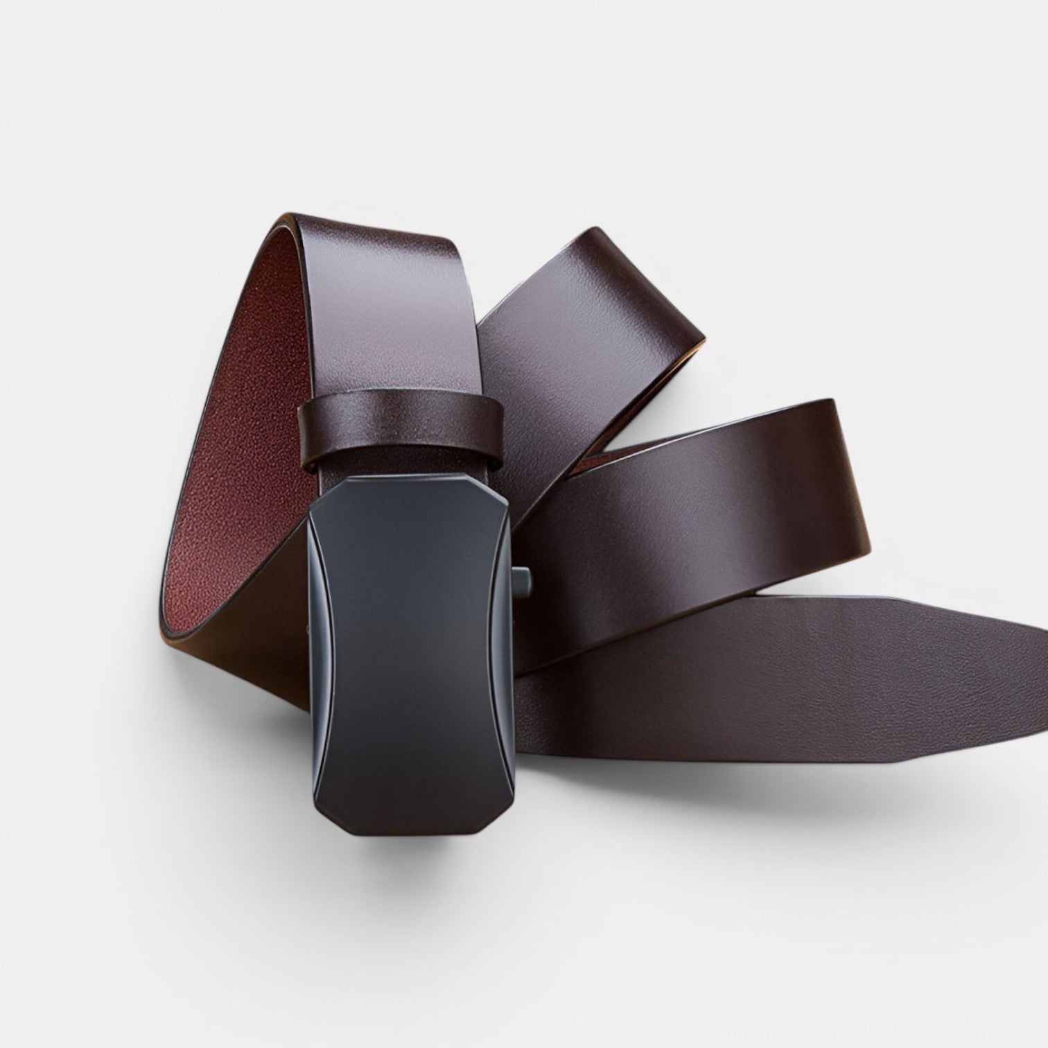 Ceinture Cuir Pleine Fleur Homme Boucle Automatique Noire | Vantor