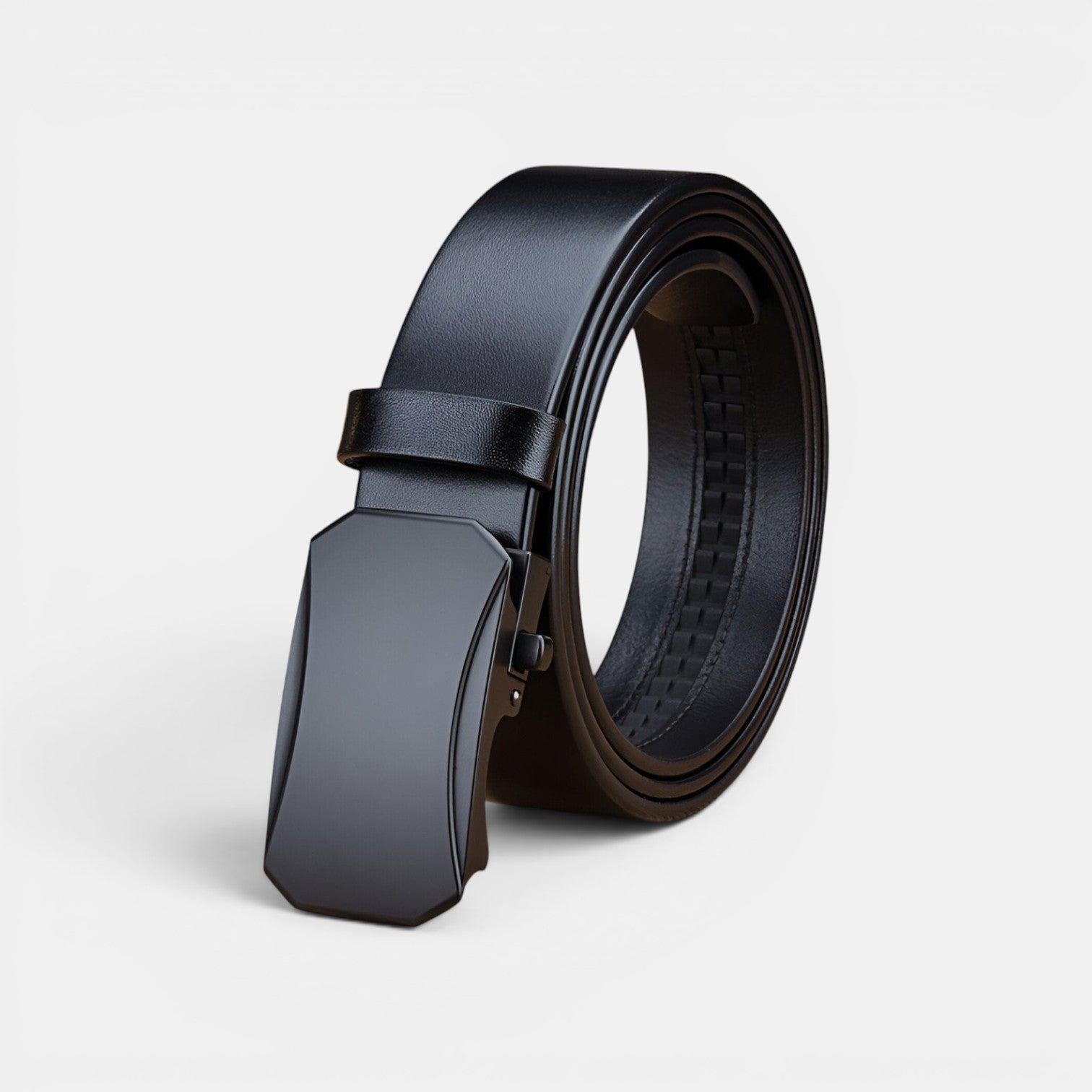 Ceinture Cuir Pleine Fleur Homme Boucle Automatique Noire | Vantor