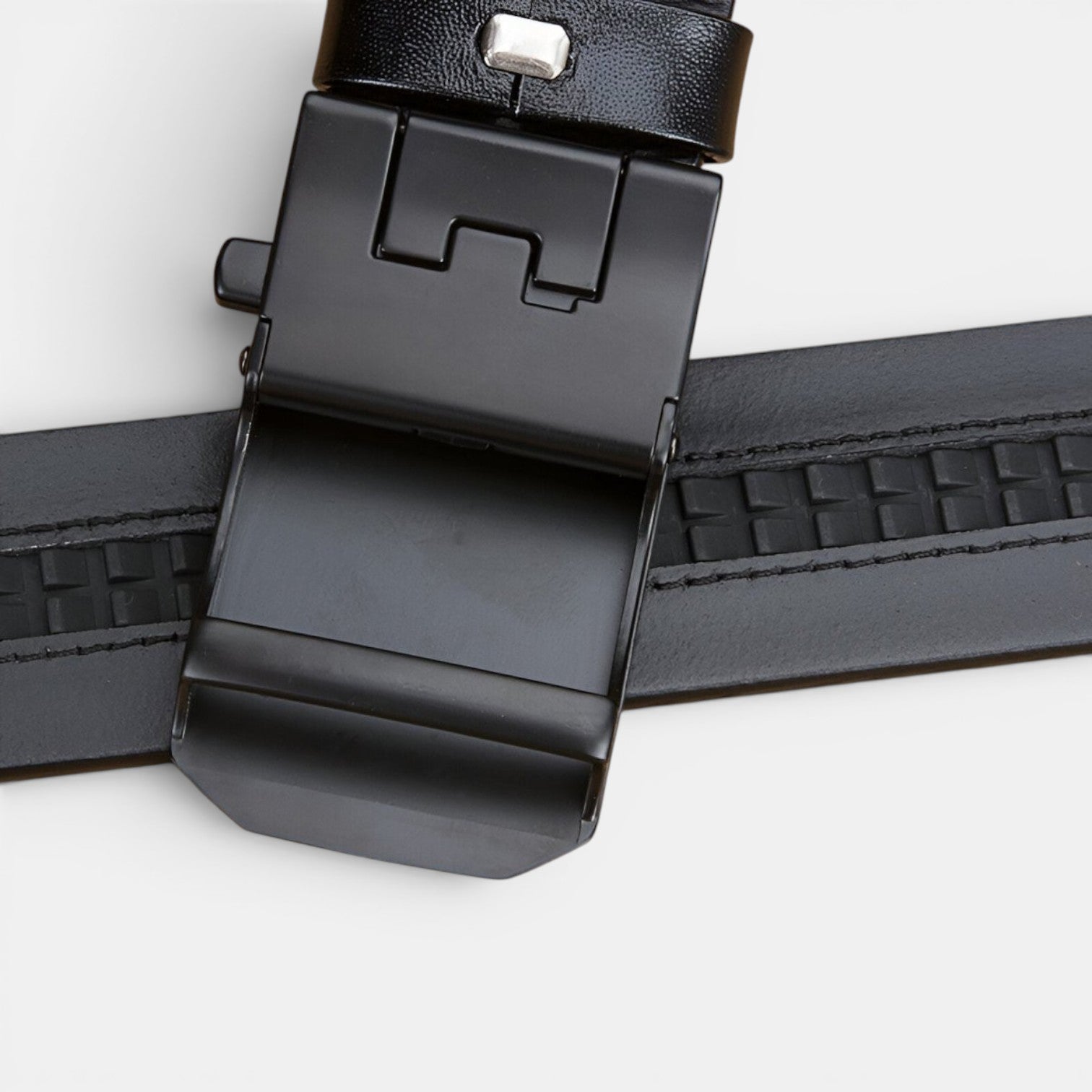 Ceinture Cuir Pleine Fleur Homme Boucle Automatique Noire | Vantor