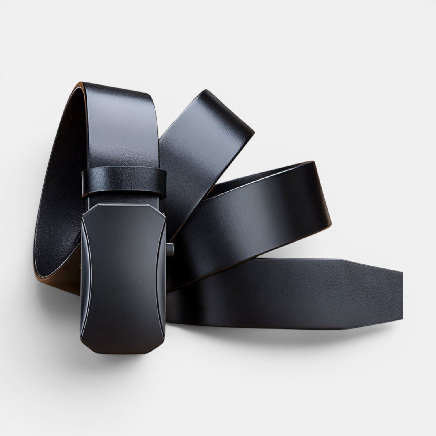 Ceinture Cuir Pleine Fleur Homme Boucle Automatique Noire | Vantor