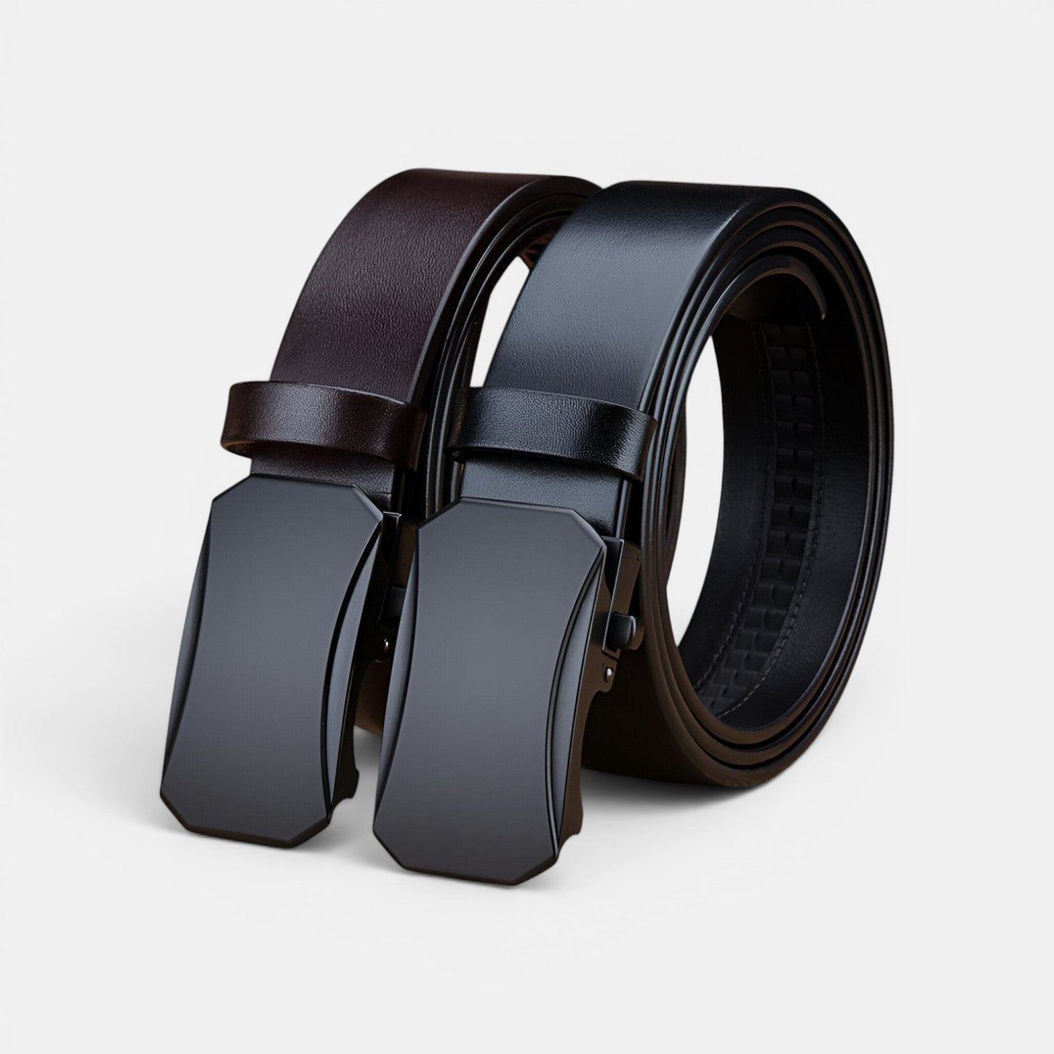 Ceinture Cuir Pleine Fleur Homme Boucle Automatique Noire | Vantor