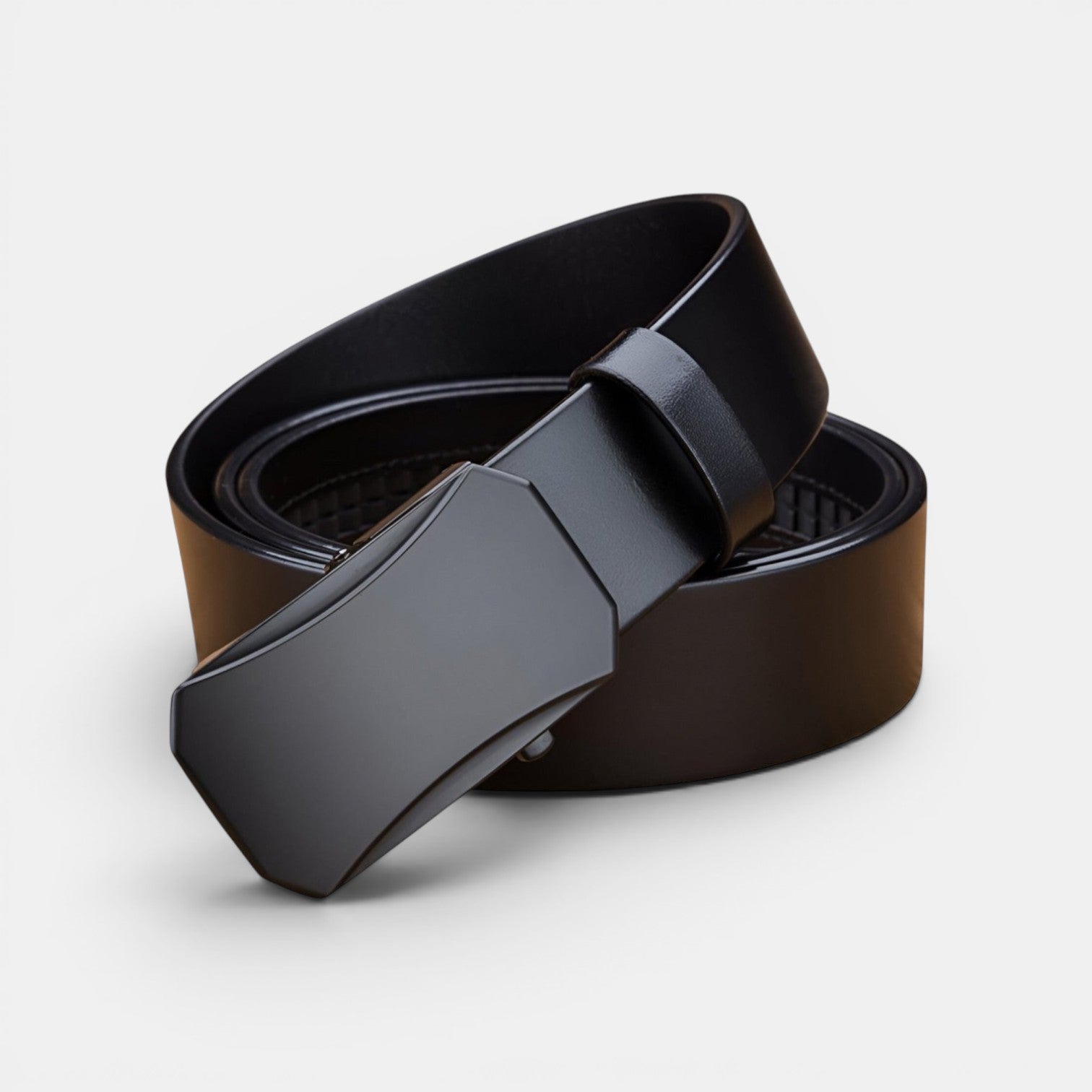 Ceinture Cuir Pleine Fleur Homme Boucle Automatique Noire | Vantor