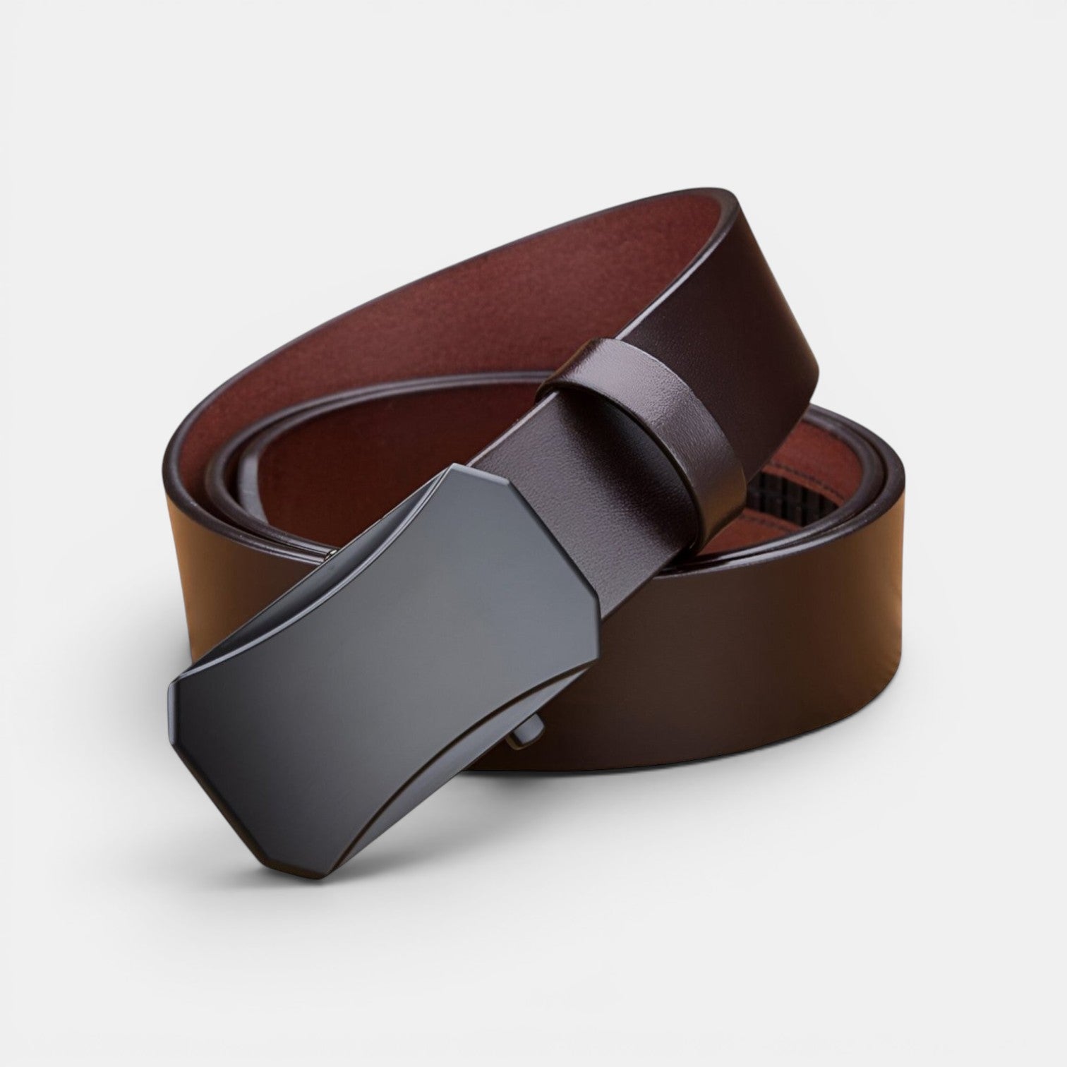 Ceinture Cuir Pleine Fleur Homme Boucle Automatique Noire | Vantor