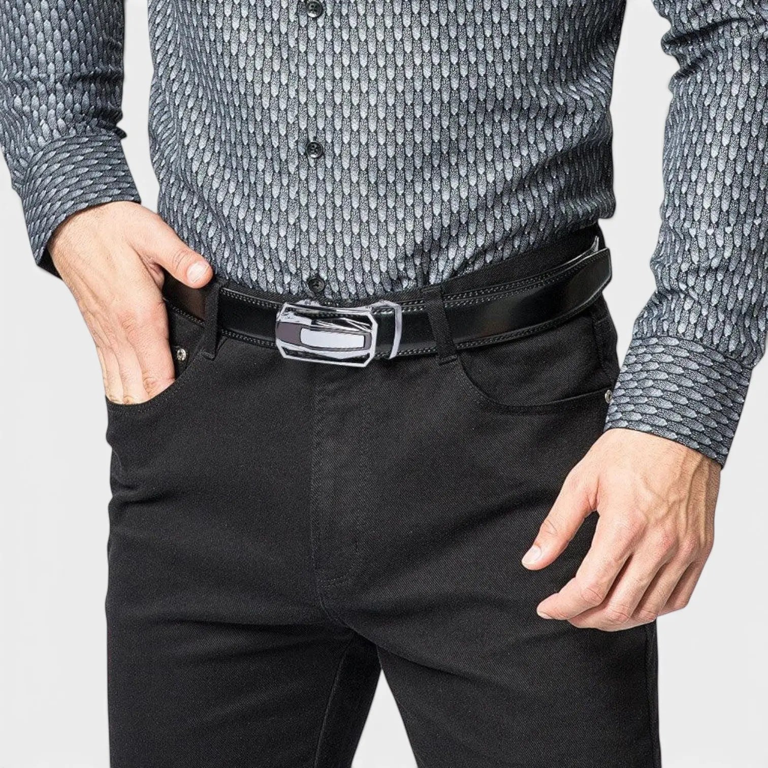 Ceinture Cuir Lisse Formelle Homme Boucle Automatique | Morvex La Maison de la Ceinture