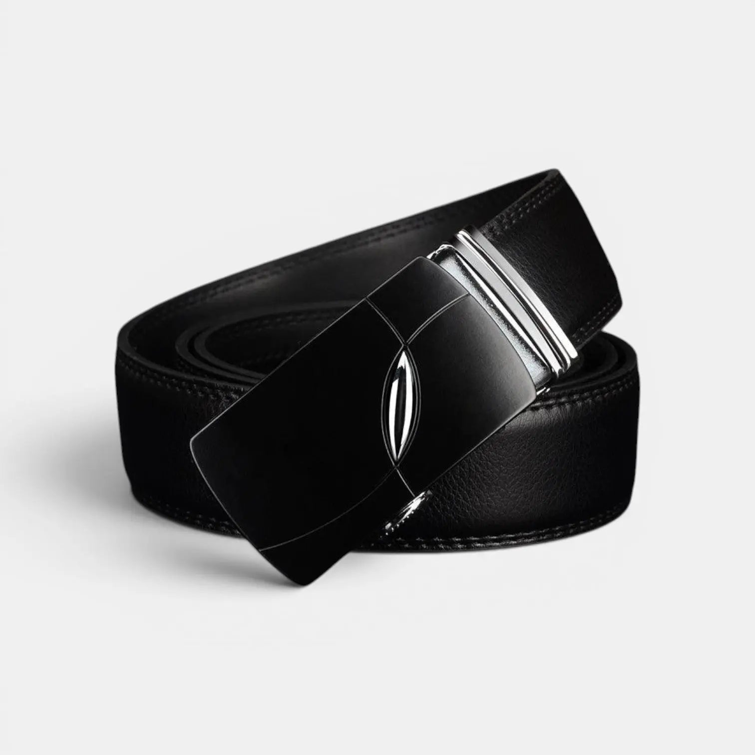 Ceinture Formelle Cuir Lisse Noire Boucle Automatique Homme | Kortex La Maison de la Ceinture