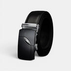 Ceinture Formelle Cuir Lisse Noire Boucle Automatique Homme | Kortex La Maison de la Ceinture