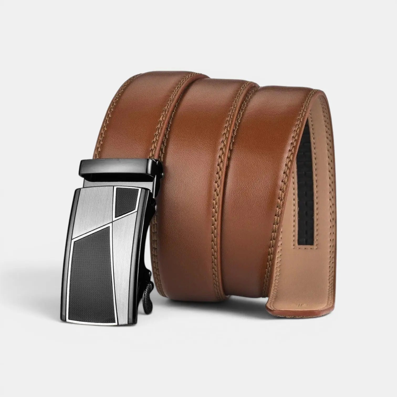 Ceinture Costume Cuir Lisse Automatique Marron Homme | Corvax La Maison de la Ceinture