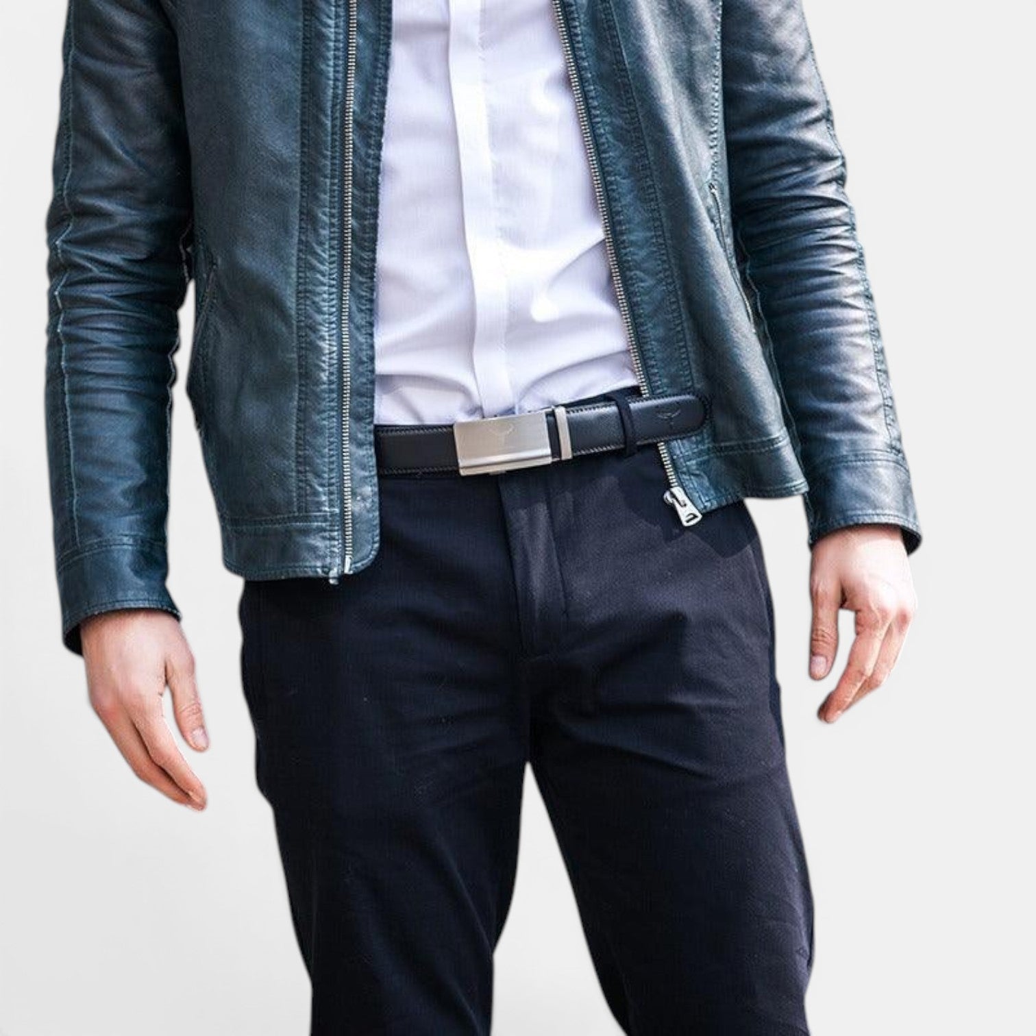Ceinture Cuir Homme Boucle Automatique Cliquet Costume Noire | Zalvoren