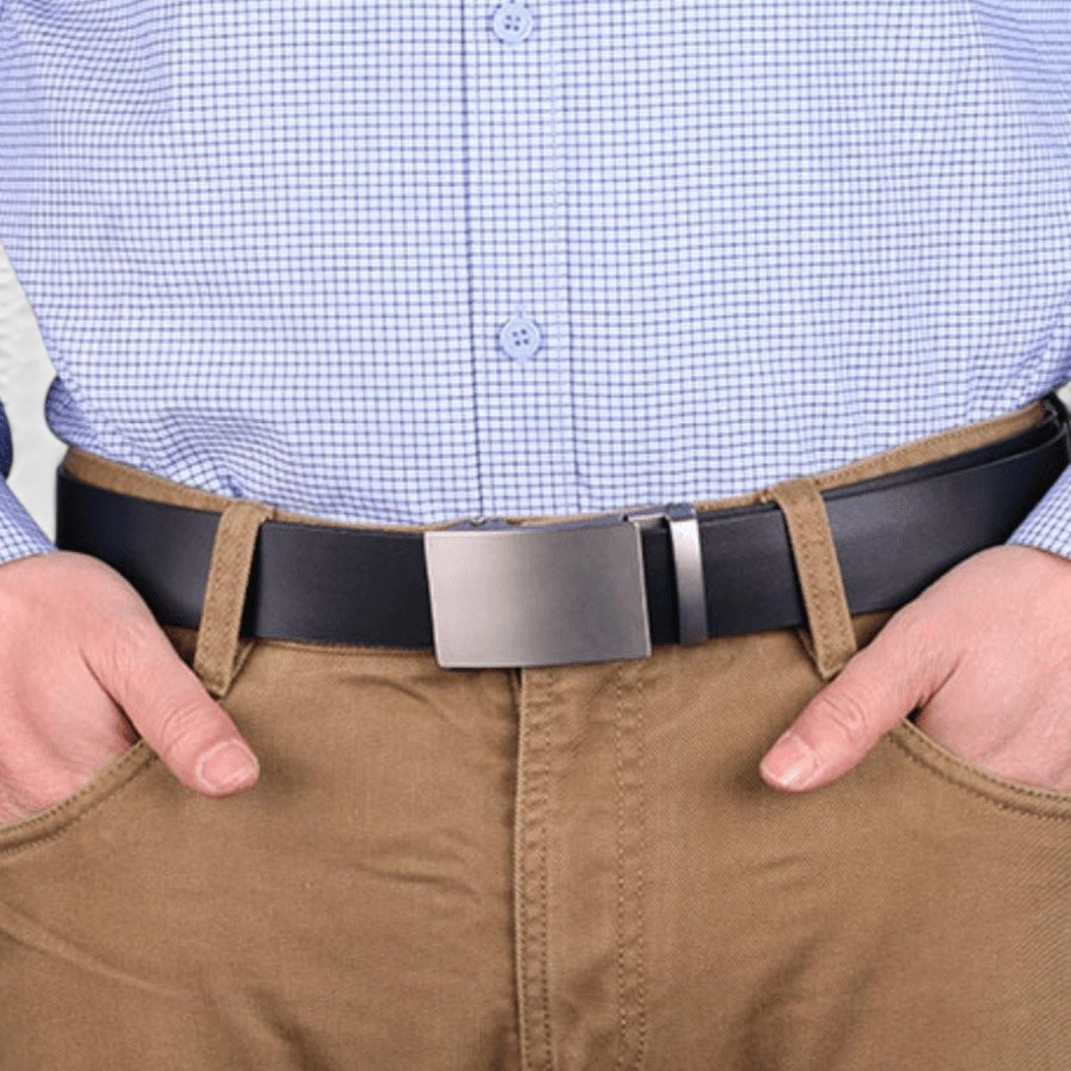 Ceinture Cuir Homme Boucle Automatique Costume Café | Vantor