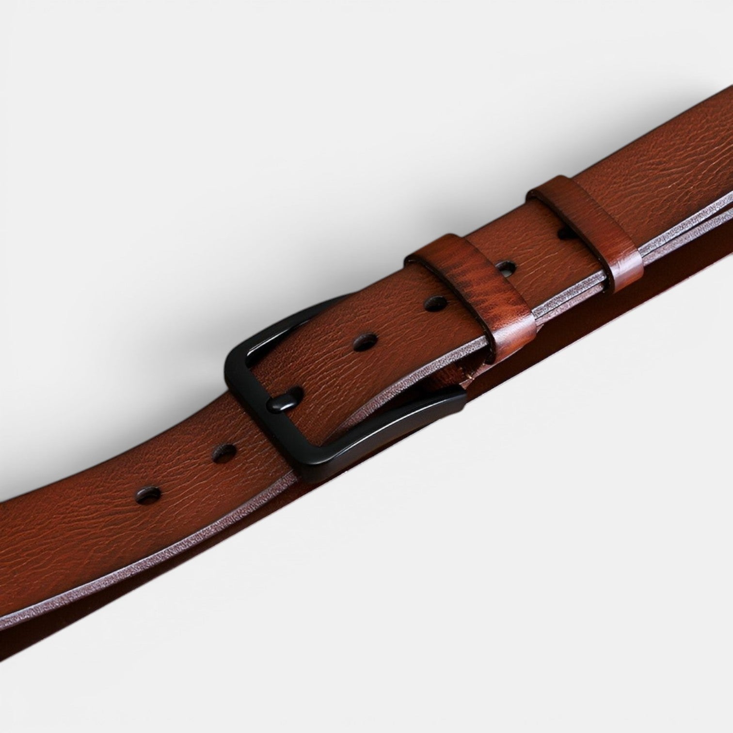 Ceinture Cuir Pleine Fleur Homme Boucle Noire Marron | Vaxdorn