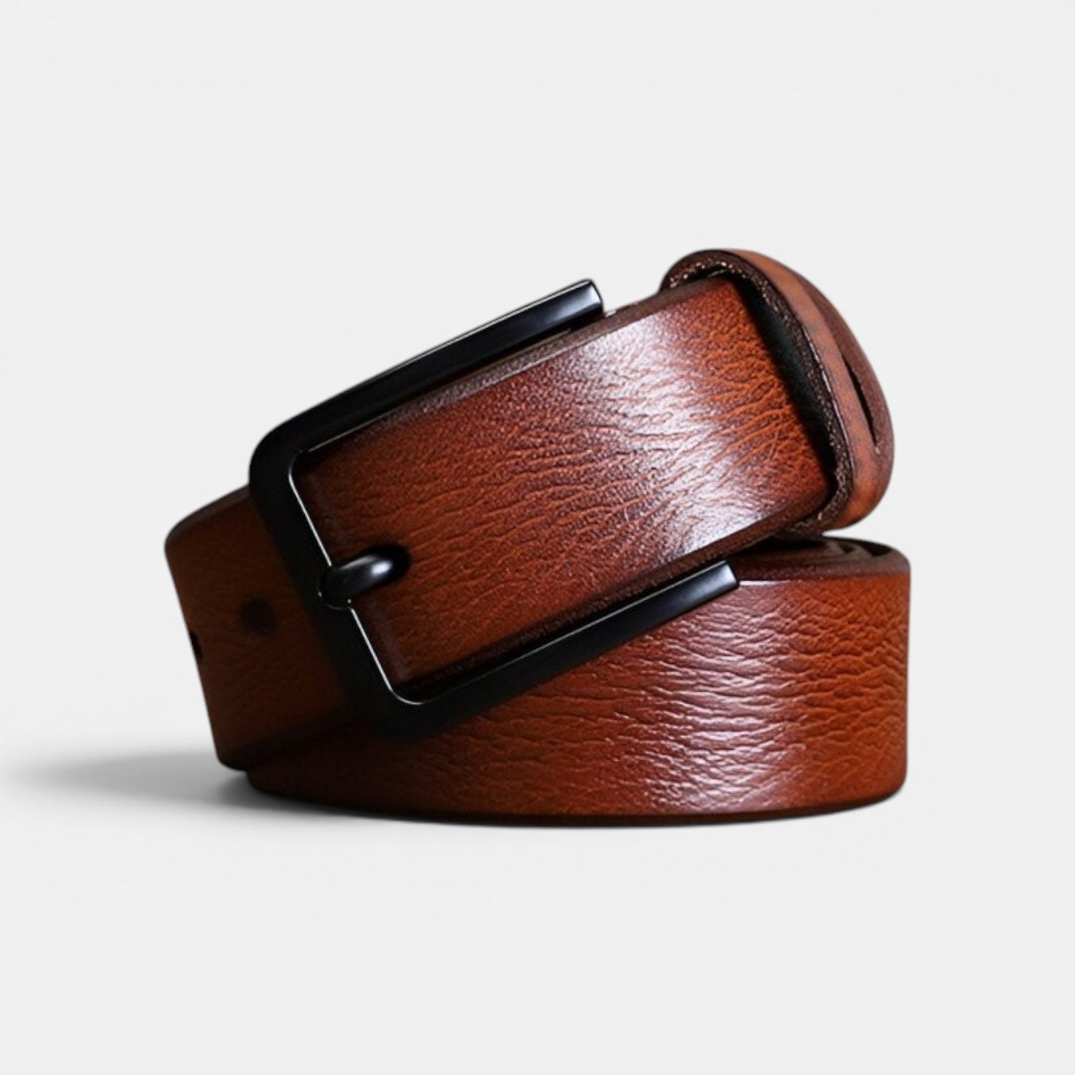 Ceinture Cuir Pleine Fleur Homme Boucle Noire Marron | Vaxdorn