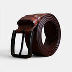 Ceinture Cuir Pleine Fleur Homme Boucle Noire Marron | Vaxdorn
