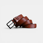 Ceinture Cuir Pleine Fleur Homme Boucle Noire Marron | Vaxdorn