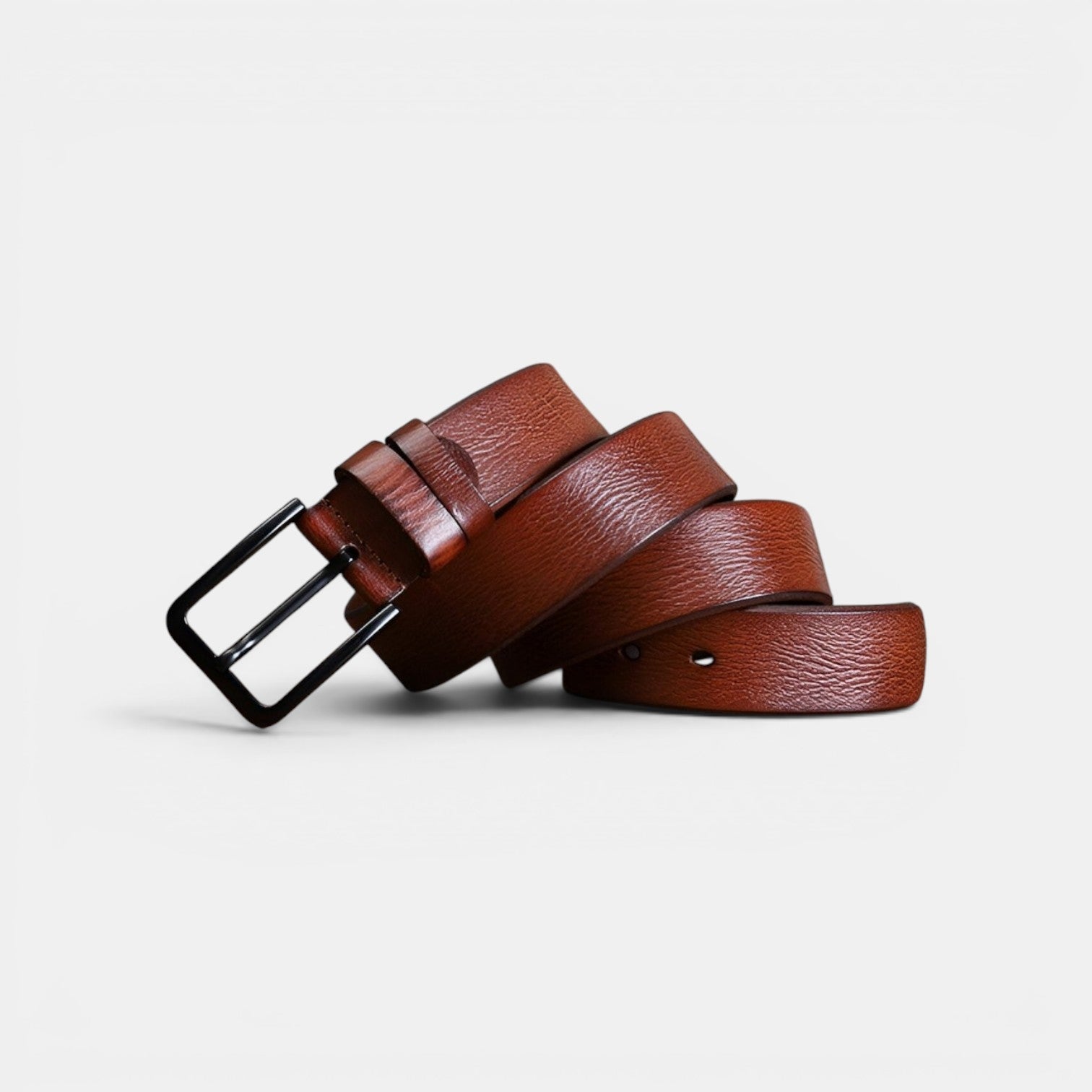 Ceinture Cuir Pleine Fleur Homme Boucle Noire Marron | Vaxdorn