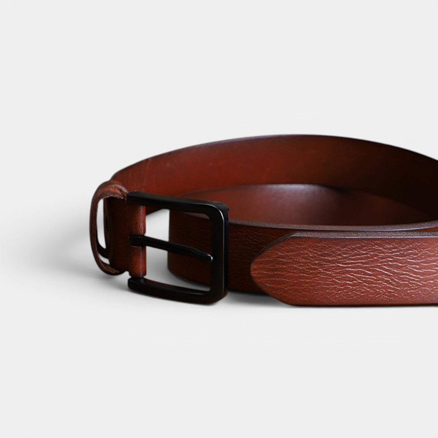 Ceinture Cuir Pleine Fleur Homme Boucle Noire Marron | Vaxdorn