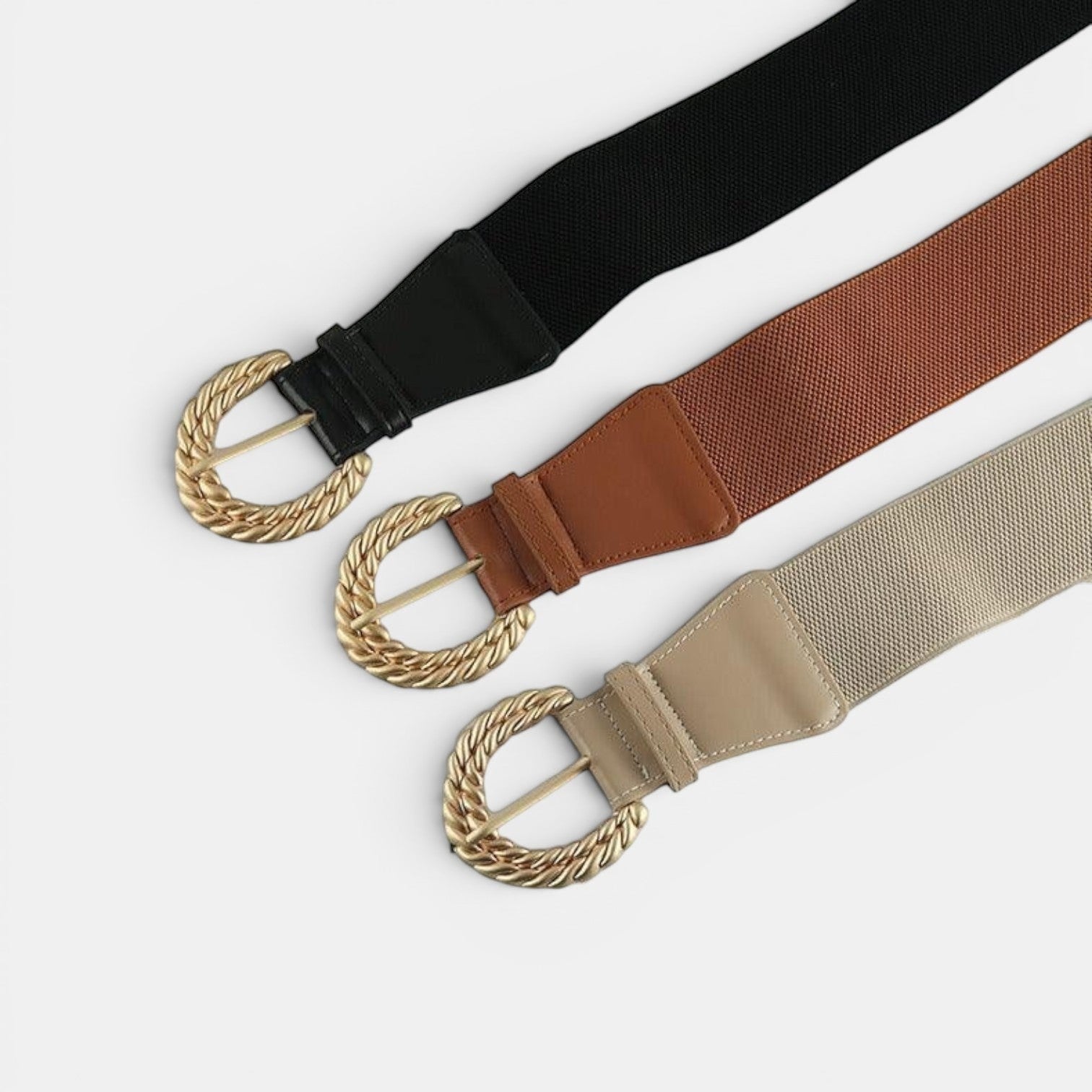 Ceinture Élastique Femme Large Boucle Dorée Torsadée | Vaslin