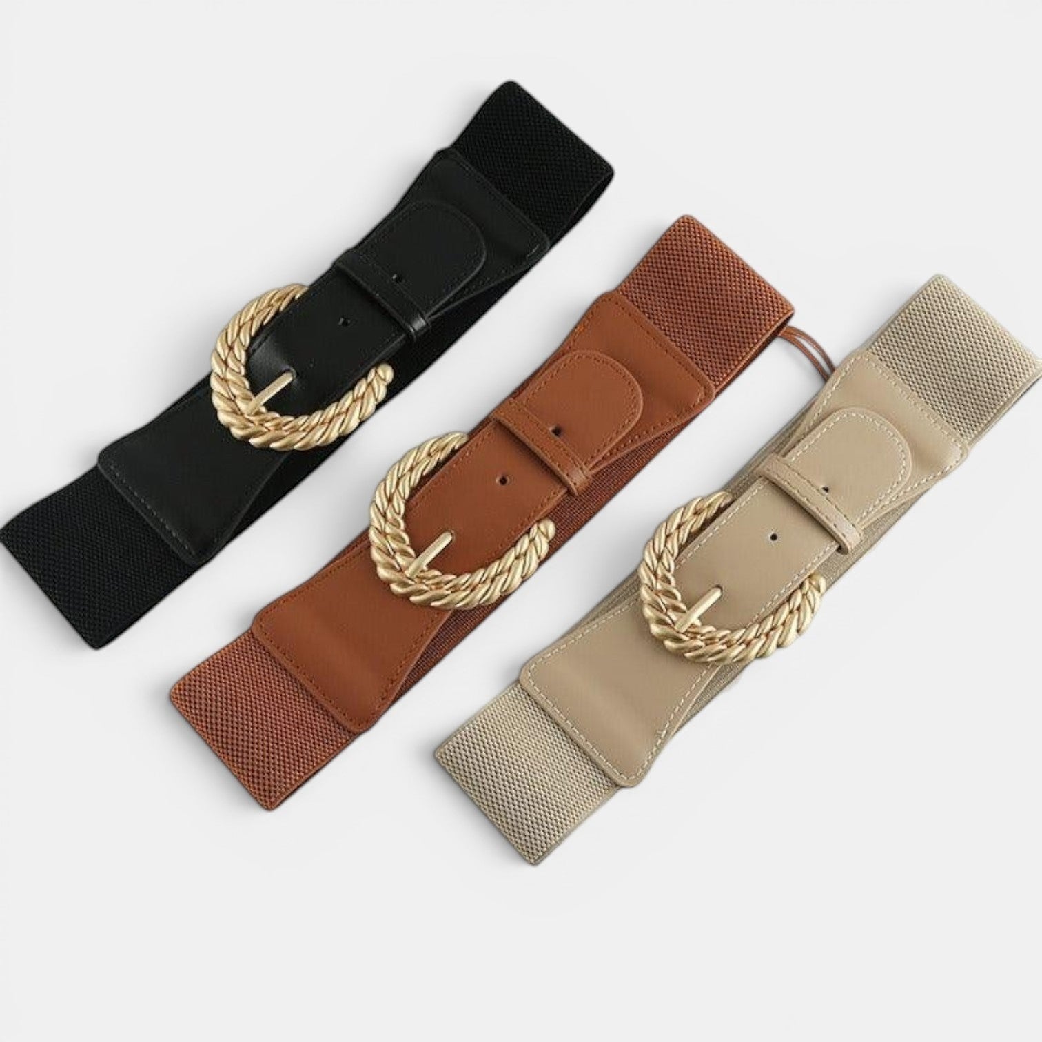 Ceinture Élastique Femme Large Boucle Dorée Torsadée | Vaslin