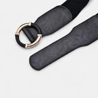 Ceinture Large Élastique Simili Femme Boucle Ronde Dorée | Olvari La Maison de la Ceinture
