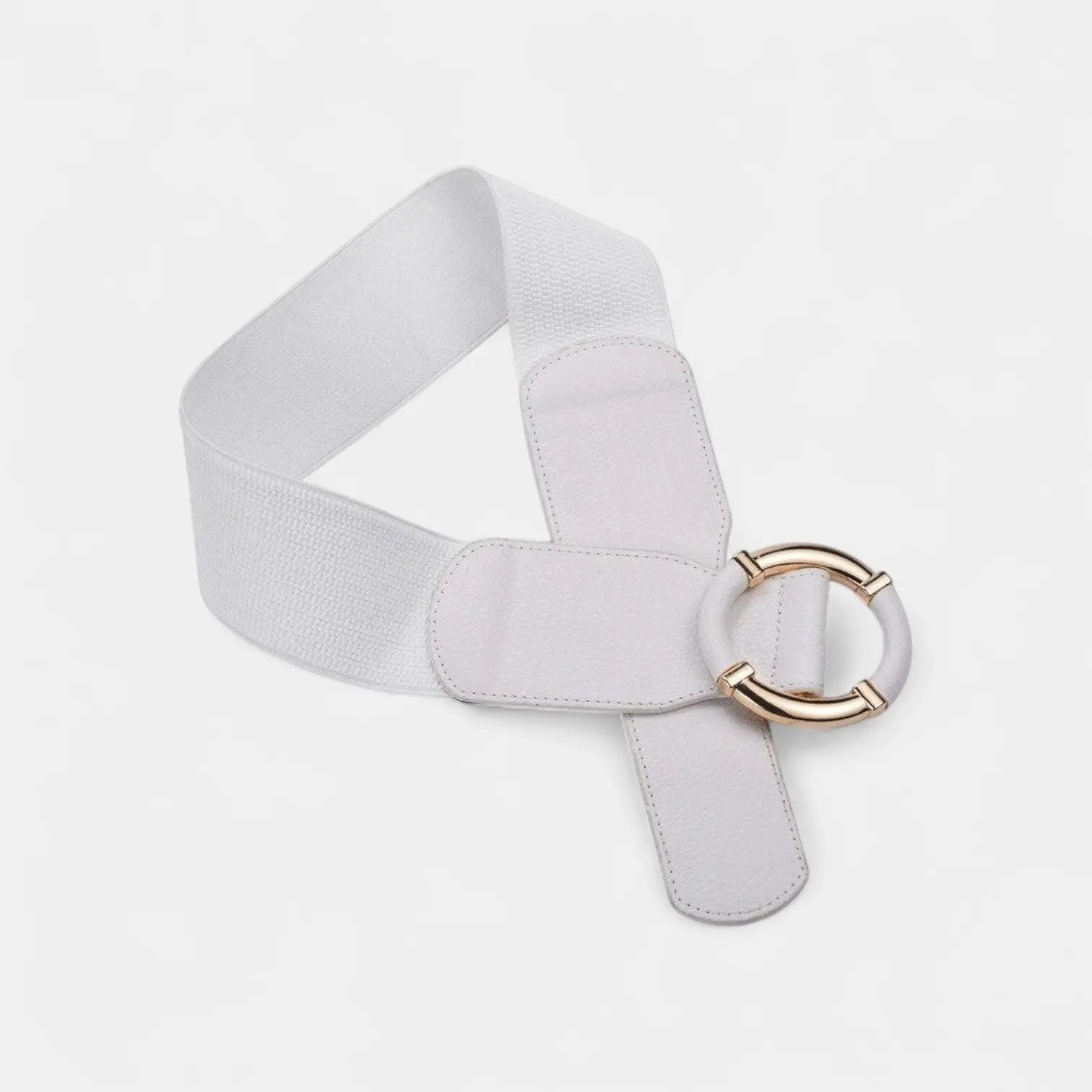 Ceinture Large Élastique Simili Femme Boucle Ronde Dorée | Olvari La Maison de la Ceinture