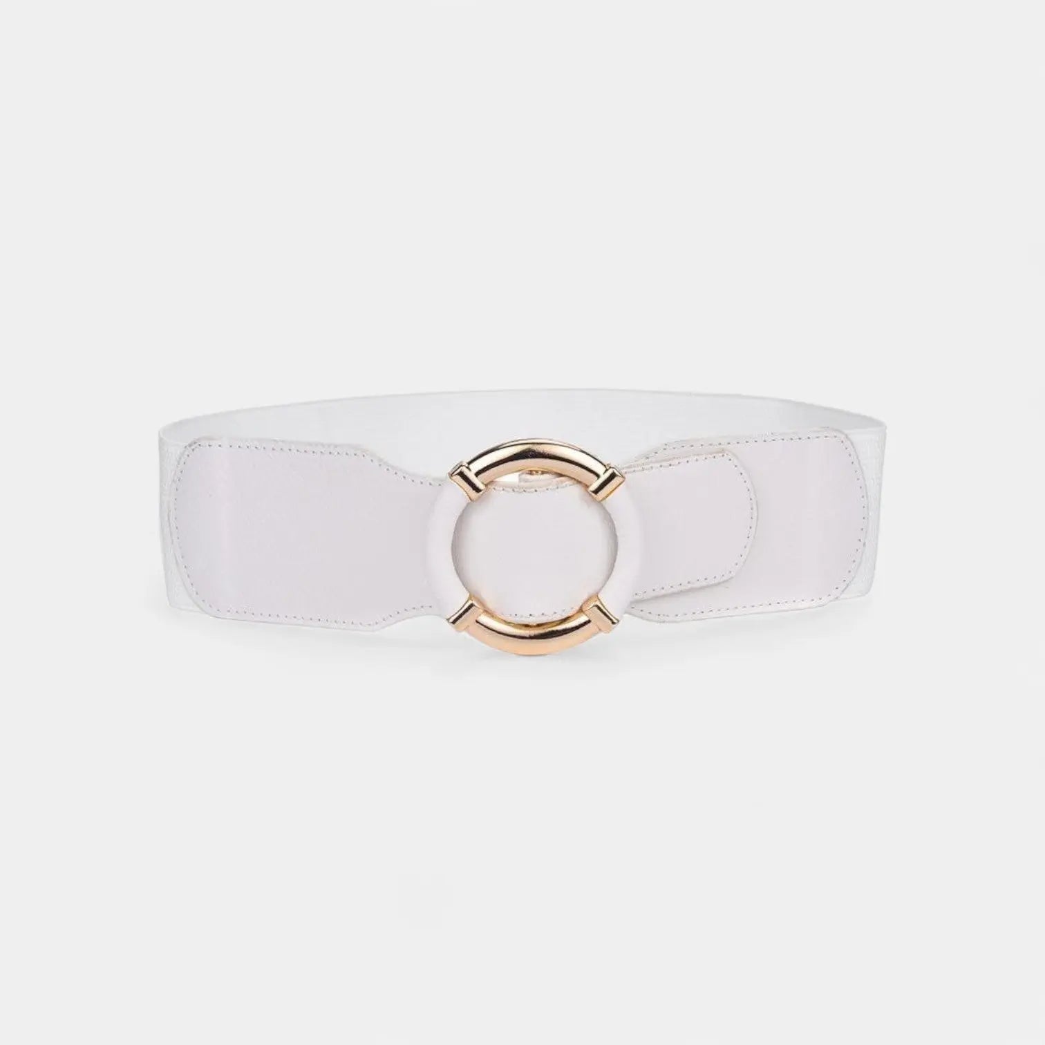 Ceinture Large Élastique Simili Femme Boucle Ronde Dorée | Olvari La Maison de la Ceinture