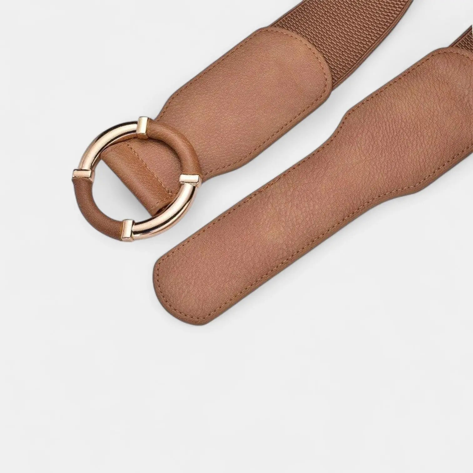 Ceinture Large Élastique Simili Femme Boucle Ronde Dorée | Olvari La Maison de la Ceinture