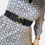 Ceinture Large Élastique Simili Femme Boucle Ronde Dorée | Olvari La Maison de la Ceinture