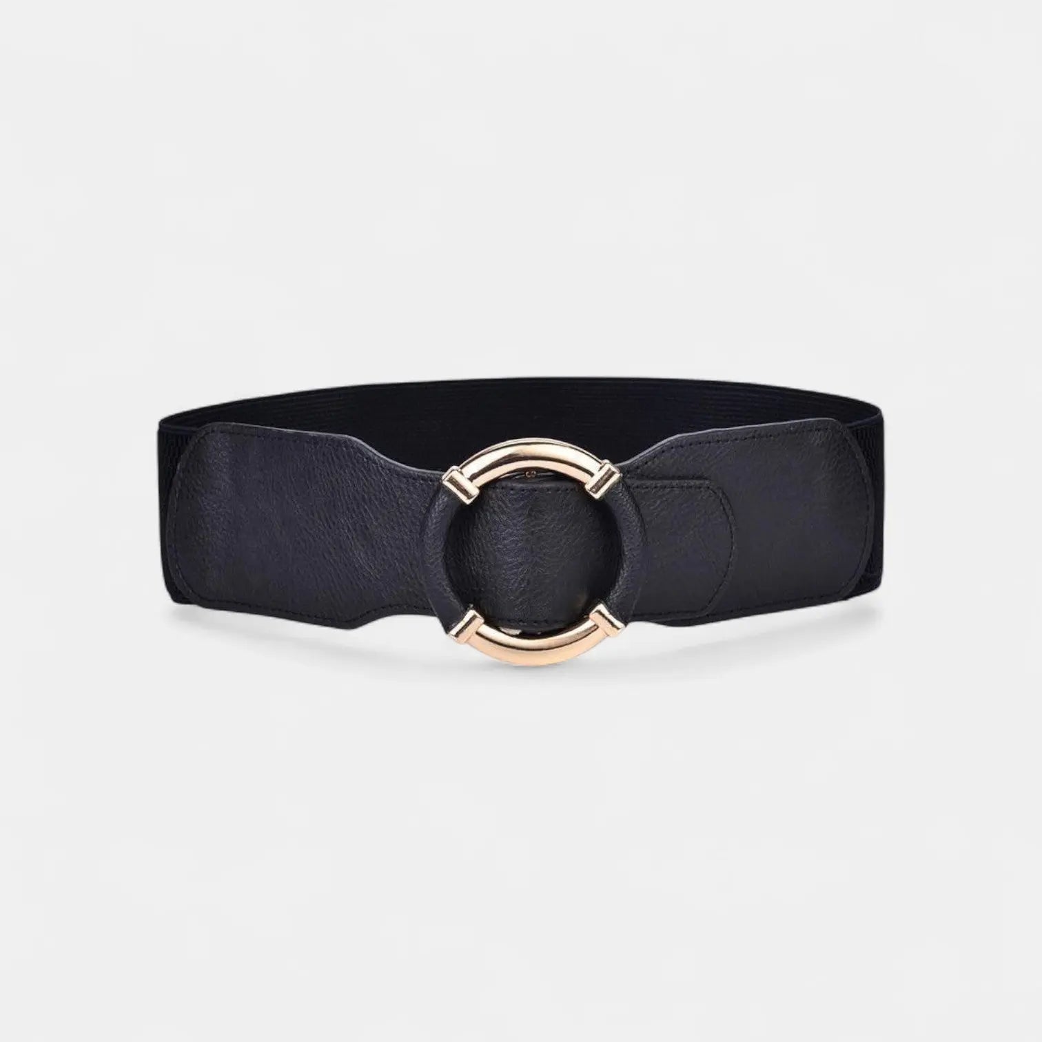 Ceinture Large Élastique Simili Femme Boucle Ronde Dorée | Olvari La Maison de la Ceinture
