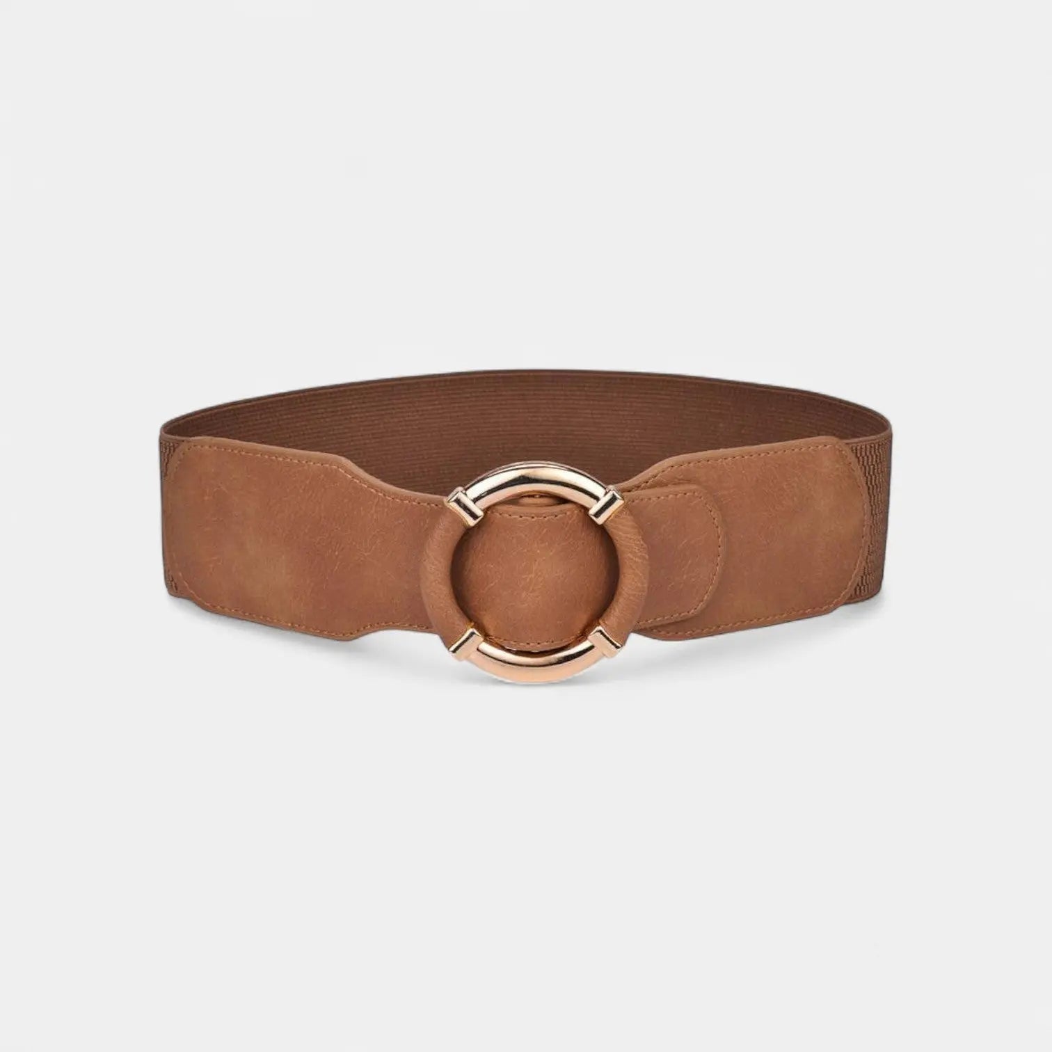 Ceinture Large Élastique Simili Femme Boucle Ronde Dorée | Olvari La Maison de la Ceinture