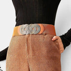Ceinture Large Élastique Femme Boucle Ronde Dorée | Rovelx La Maison de la Ceinture