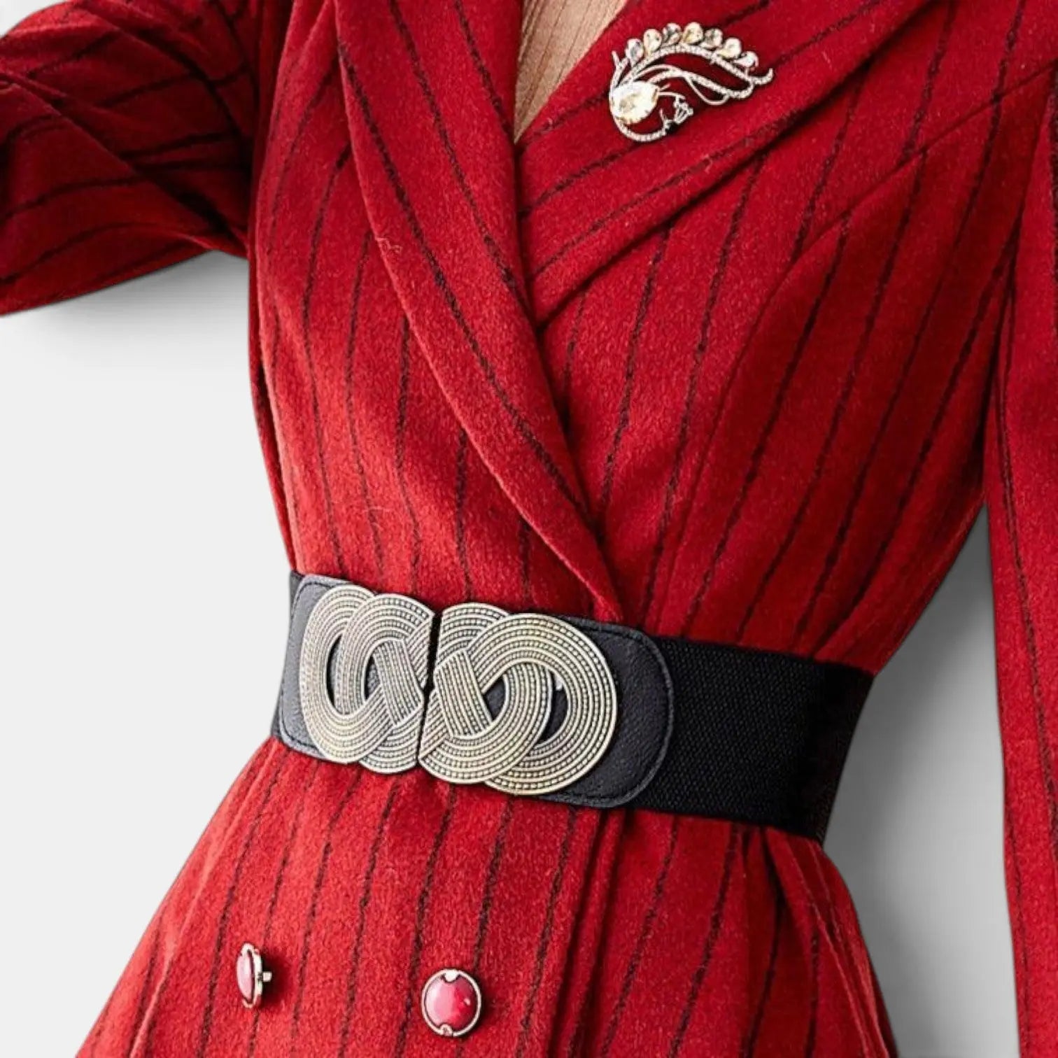 Ceinture Large Élastique Femme Boucle Ronde Dorée | Rovelx La Maison de la Ceinture