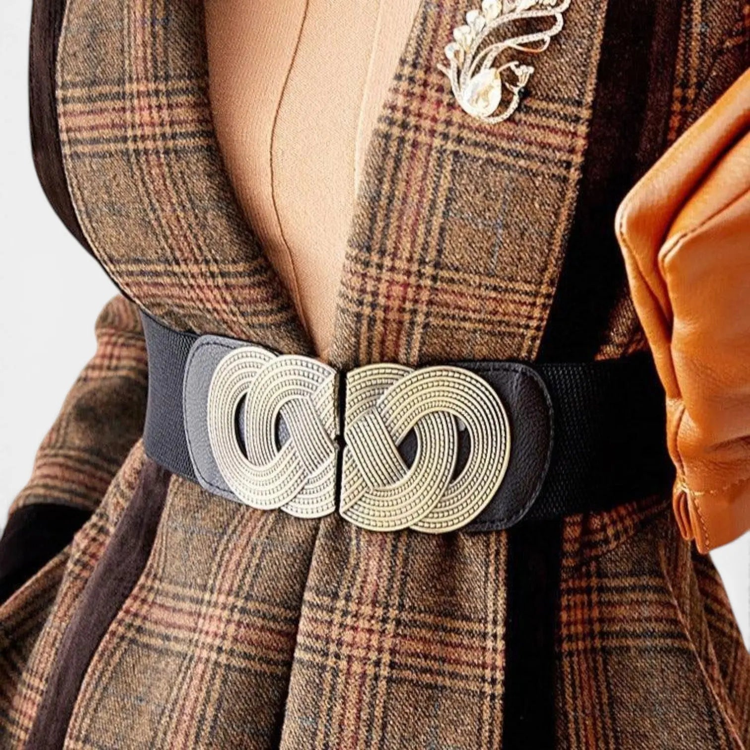 Ceinture Large Élastique Femme Boucle Ronde Dorée | Rovelx La Maison de la Ceinture