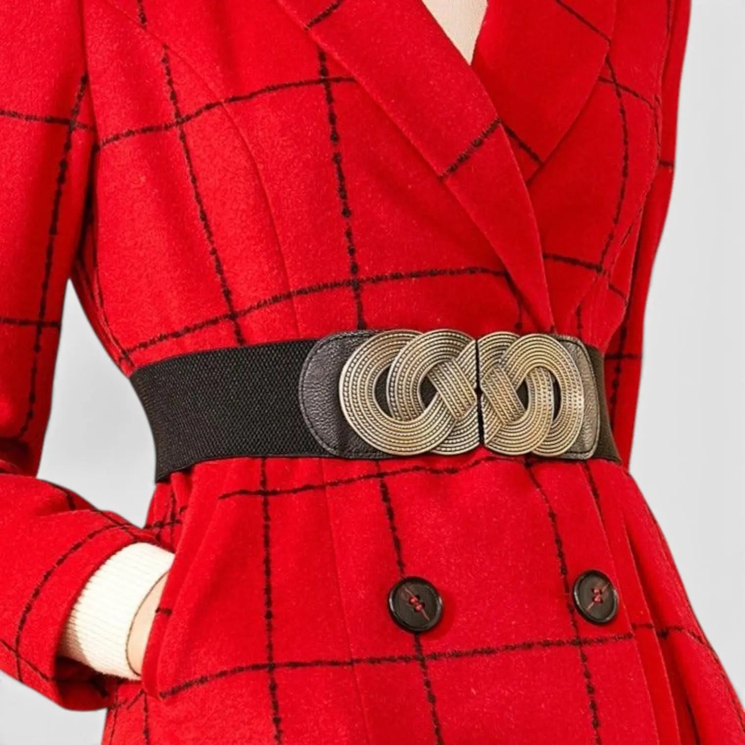 Ceinture Large Élastique Femme Boucle Ronde Dorée | Rovelx La Maison de la Ceinture
