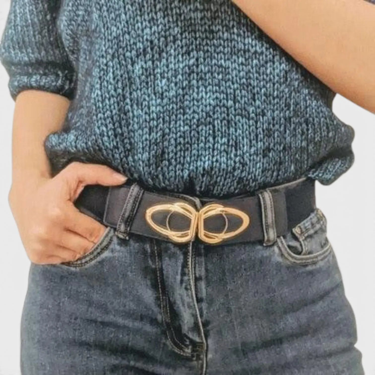 Ceinture Large Élastique Simili Vegan Femme Boucle Dorée | Lysova La Maison de la Ceinture