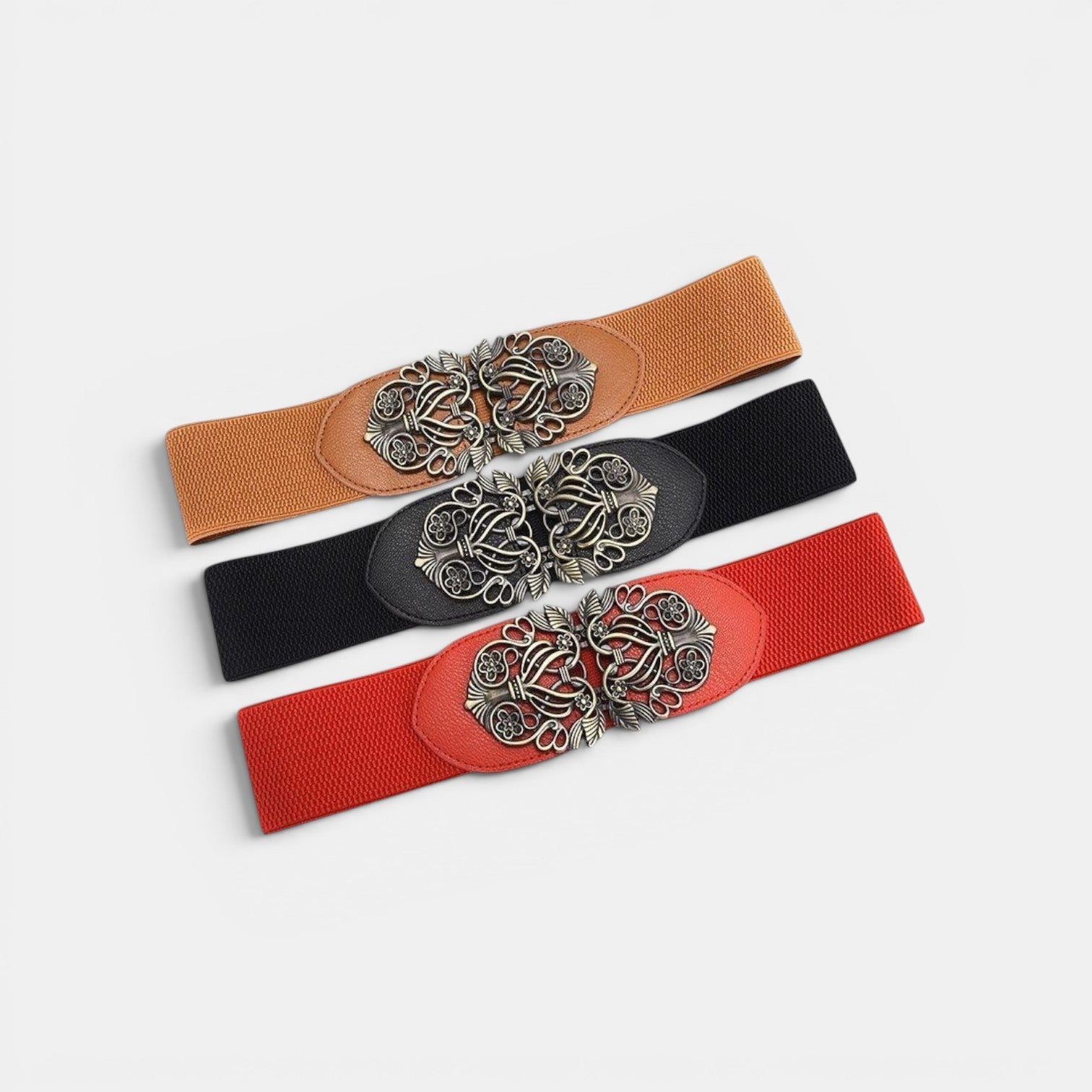 Ceinture Élastique Femme Taille Haute Boucle Dorée Noire | Velmora