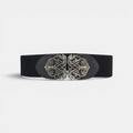 Ceinture Élastique Femme Taille Haute Boucle Dorée Noire | Velmora