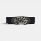 Ceinture Élastique Femme Taille Haute Boucle Dorée Noire | Velmora