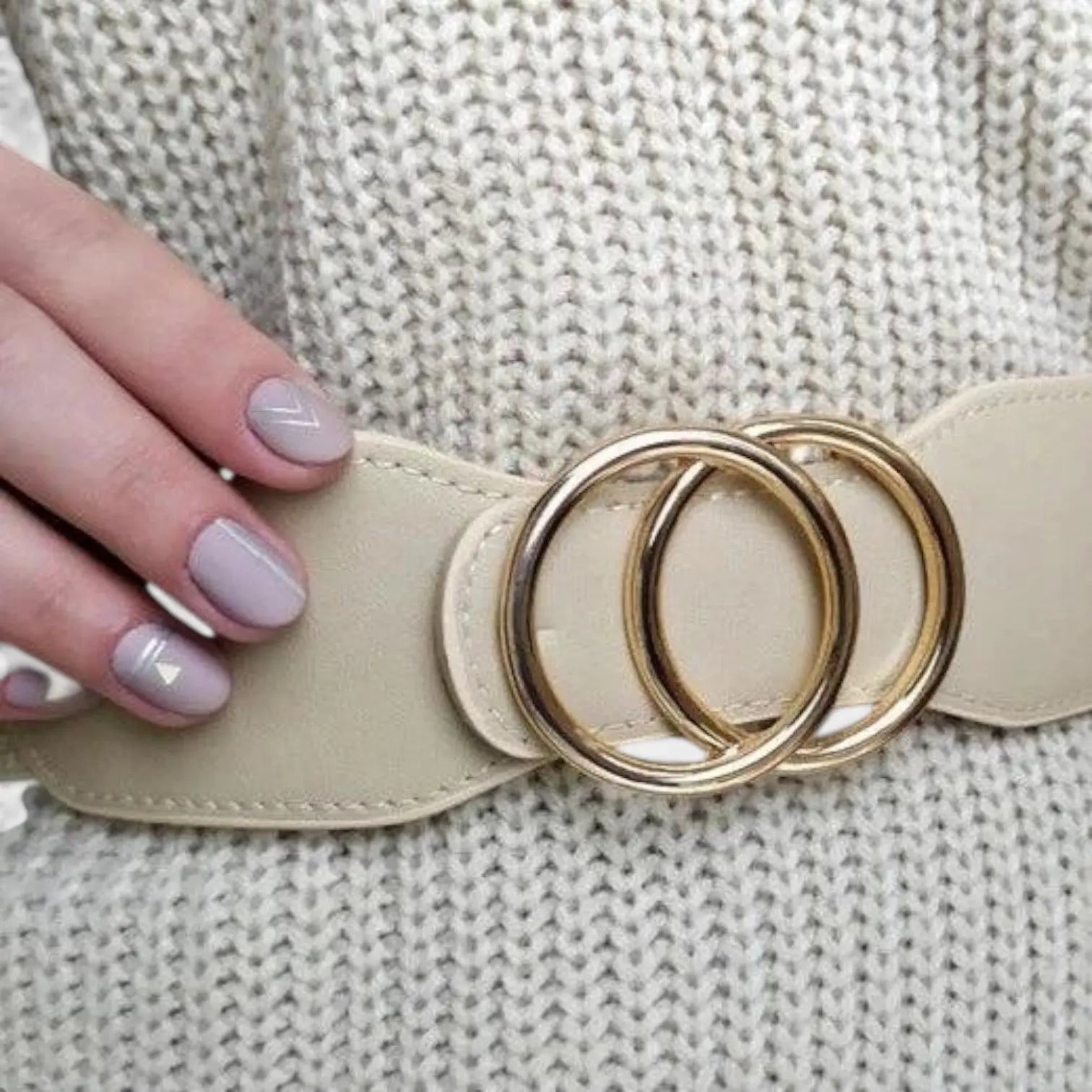 Ceinture Large Élastique Femme Boucle Dorée Double Anneau | Elvorx La Maison de la Ceinture