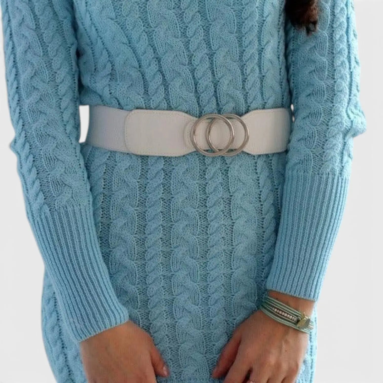 Ceinture Large Élastique Femme Boucle Dorée Double Anneau | Elvorx La Maison de la Ceinture