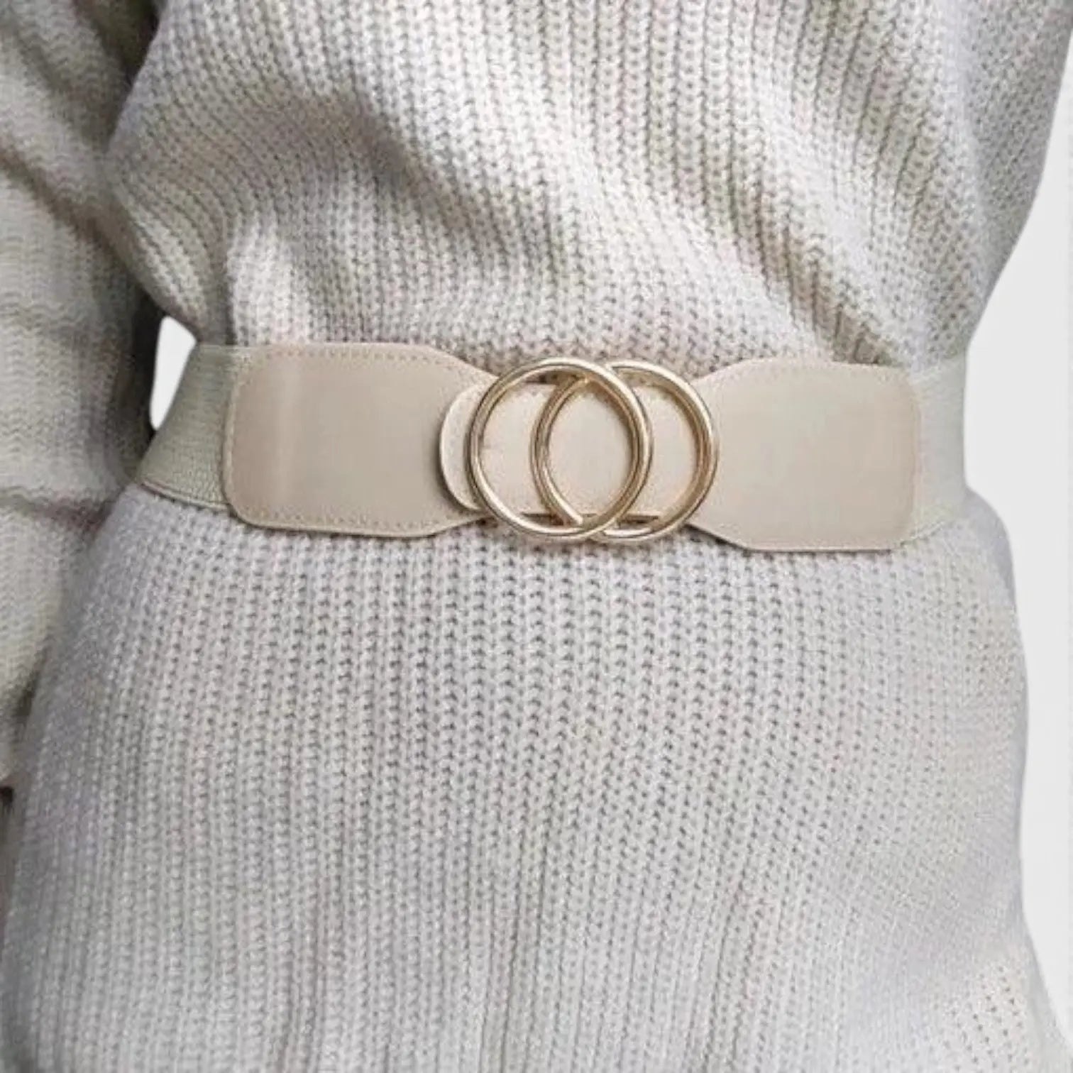 Ceinture Large Élastique Femme Boucle Dorée Double Anneau | Elvorx La Maison de la Ceinture