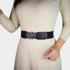 Ceinture Large Élastique Femme Boucle Dorée Double Anneau | Elvorx La Maison de la Ceinture