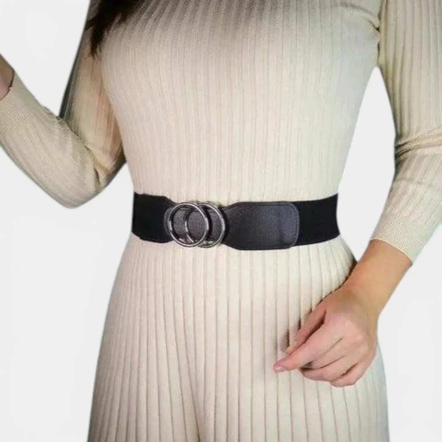 Ceinture Large Élastique Femme Boucle Dorée Double Anneau | Elvorx La Maison de la Ceinture