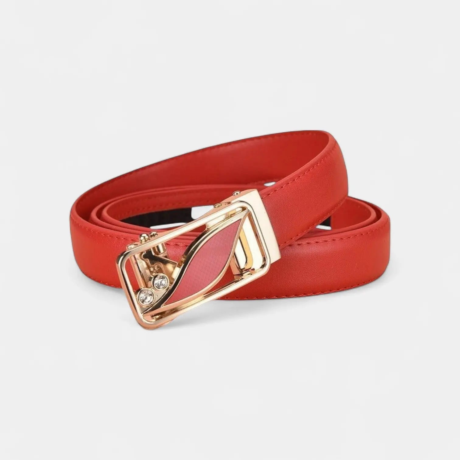 Ceinture Fine Cuir Femme Boucle Automatique Dorée Strass | Orvik La Maison de la Ceinture