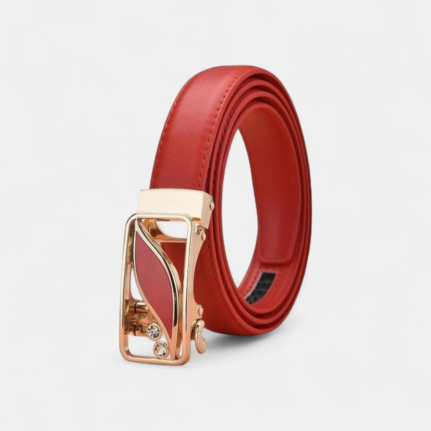 Ceinture Fine Cuir Femme Boucle Automatique Dorée Strass | Orvik La Maison de la Ceinture