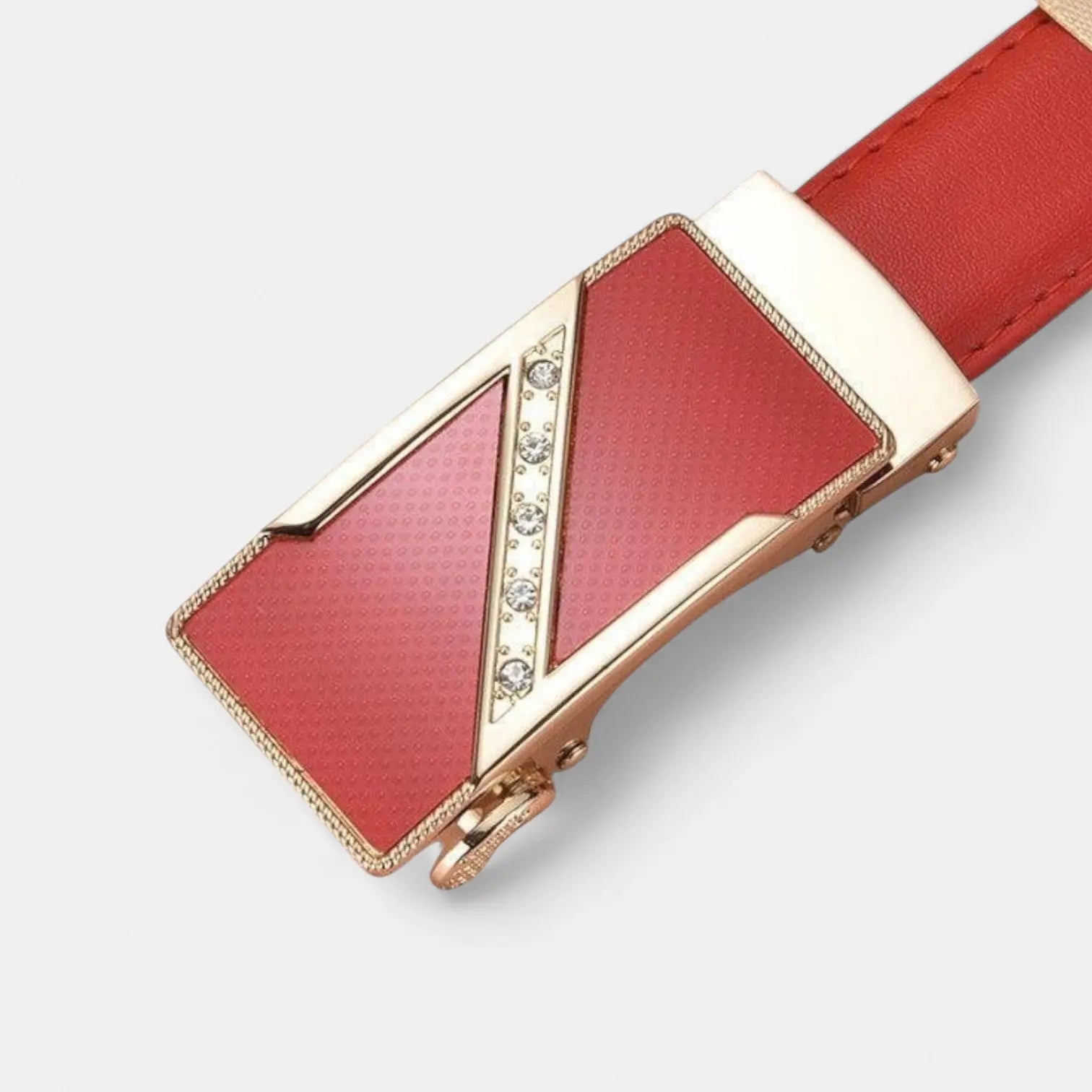 Ceinture Fine Cuir Femme Boucle Automatique Dorée Strass | Orvik La Maison de la Ceinture