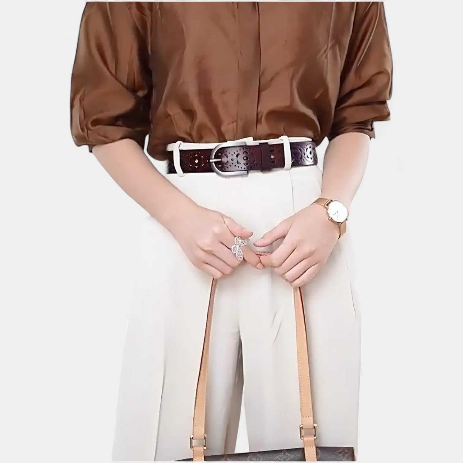 Ceinture Cuir Ajouré Femme Boucle Ardillon Argentée | Corvaj La Maison de la Ceinture