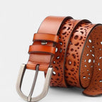 Ceinture Cuir Ajouré Femme Boucle Ardillon Argentée | Corvaj La Maison de la Ceinture